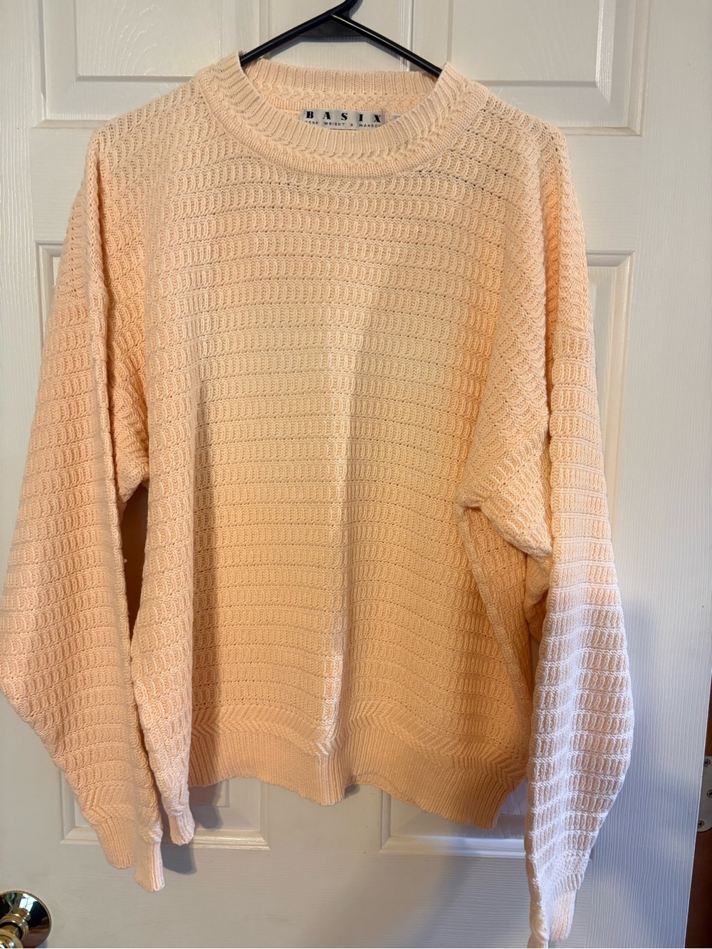 Vintage BASIX Fenn Wright & Manson xl chunky knit Ramie Cotton Sweater 90s